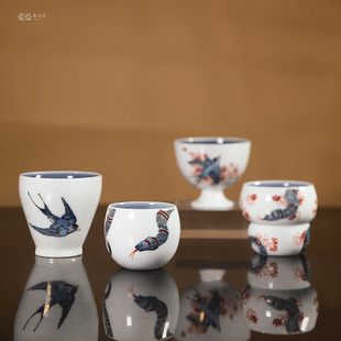 爱曼器 肖道贤纯手绘高足杯/小高脚杯/高足碗 ——青花描金
