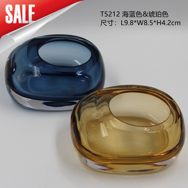 新款送礼长辈朋友彩色水晶玻璃创意琉璃时尚烟灰缸防飞灰礼品手工