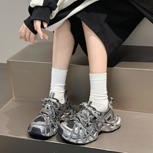 2025新款时尚厚底增高老爹鞋女百搭休闲运动鞋