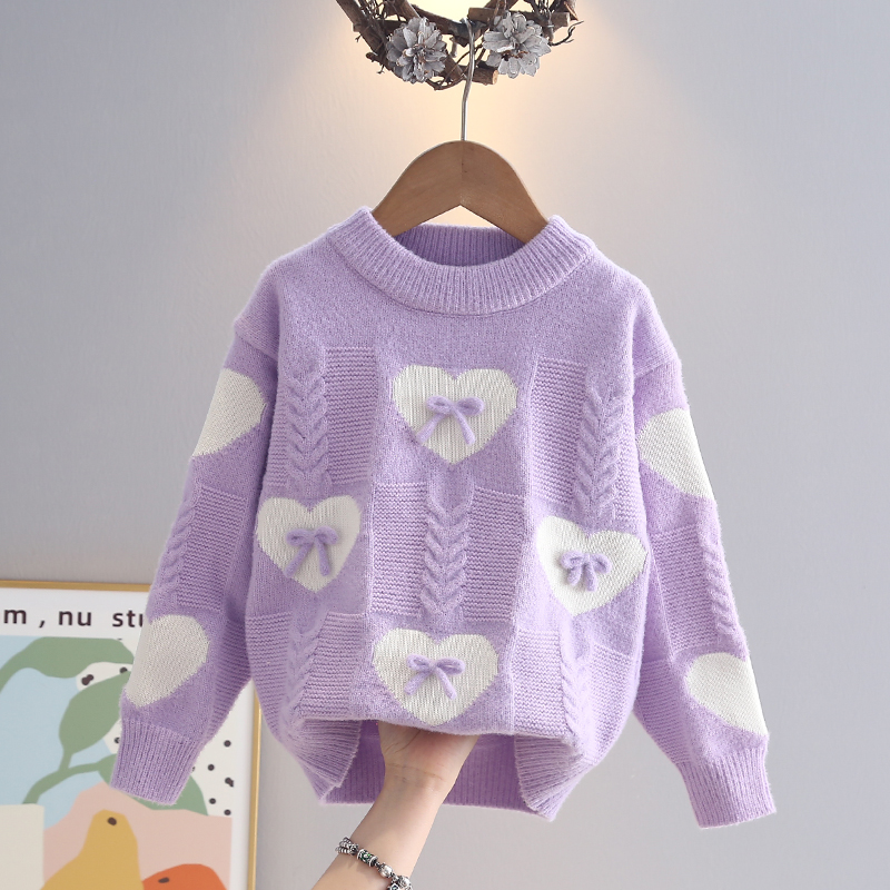 女童洋气毛衣加绒加厚2025新款