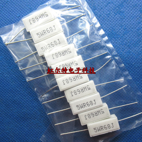 5W水泥电阻 5WR68J 0.68欧 5W0.68RJ 5W 铜脚 RX27-1卧式原装10只