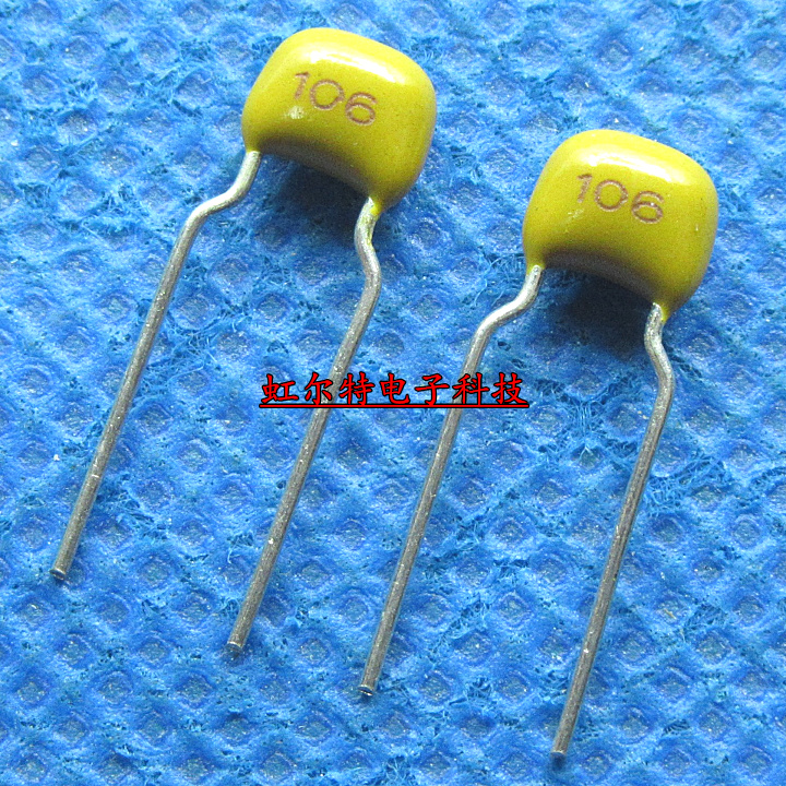 直插 独石电容 106 10UF 106K 50V 黄色陶瓷电容 P5mm  原装20只