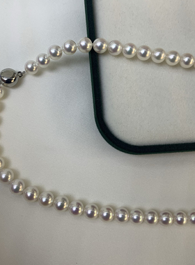 淡水珍珠项链6-7mm正圆无瑕极光天然珍珠纯银扣媲美“天女”