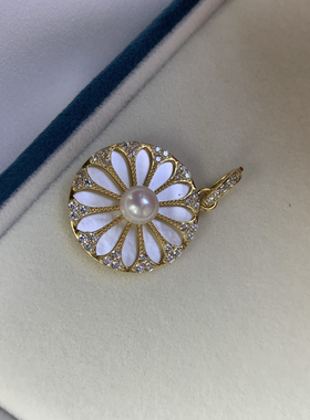 天然珍珠挂件吊坠6.5-7mm极光淡水珍珠吊坠S925纯银配件