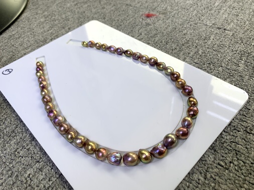 天然色炫彩巴洛克淡水珍珠项链9-11mm