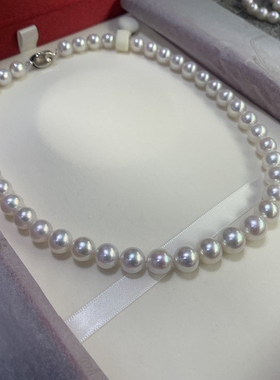母亲节礼品天然淡水珍珠9-11mm珍珠项链礼盒装高亮泽