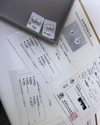 真科研维纳斯澳白对珠9.4mm10mm耳钉18k金耳针一对一大证正圆