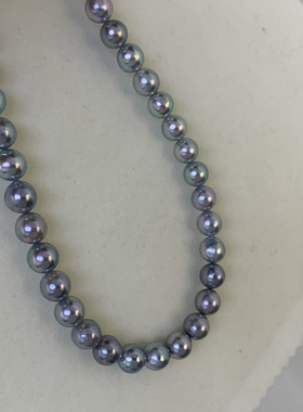 无调真多麻色akoya珍珠项链8.5-9mm基本正圆纯银扣