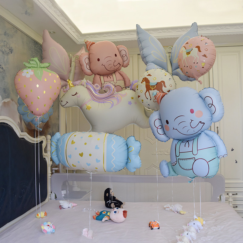 儿童摄影道具飘空充氦气款马卡龙ins风宝宝写真拍摄装饰铝膜气球