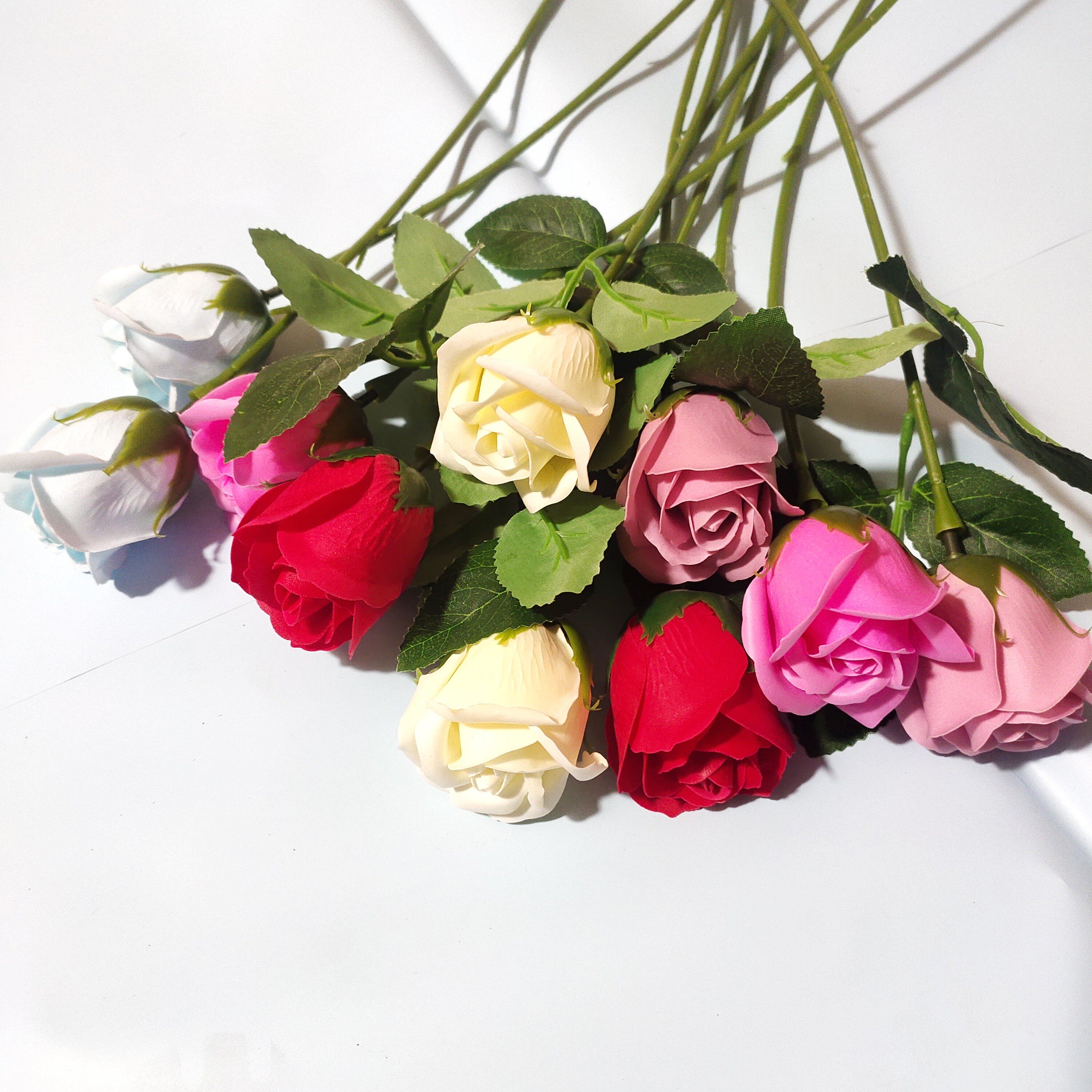 高档仿真玫瑰香皂花插花客厅摆设餐桌摆件婚庆装饰花家居装饰干花