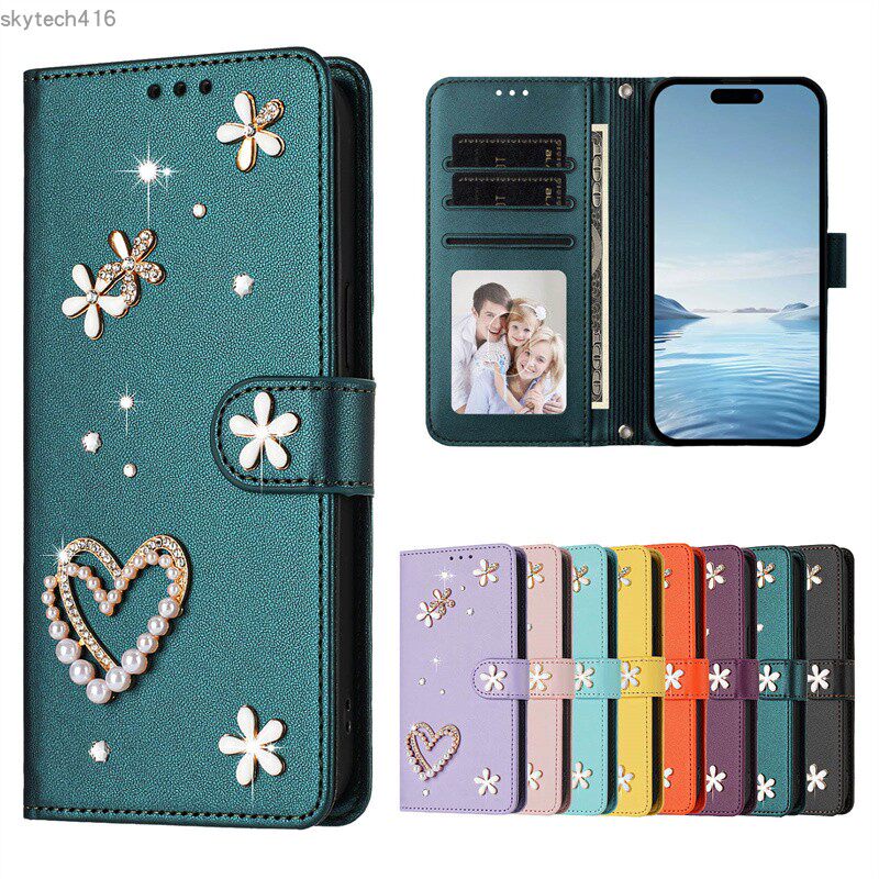 适用于摩托罗拉Moto G30/G10/G20/G10 Power 手机套防摔翻盖式保护皮套硅胶全包TPU手工镶钻时尚简约创意女