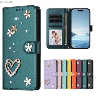 适用于小米 Poco M8/17/M7 Pro Ultra 4G 5G手机套防摔翻盖保护皮套硅胶TPU软外壳手工镶钻时尚简约个性女