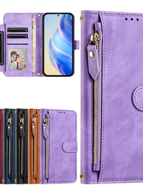 适用于Tecno Itel P55T P665L 4G手机套拉链零钱包款保护套翻盖软硅胶防摔皮套多功能时尚个性复古简约男女款