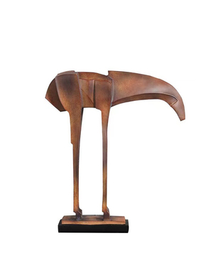 新中式中古侘寂风抽象木马摆件家居软装饰品茶室书房桌面玄关摆件