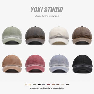 可定制LOGO刺绣新款春夏季棒球帽显脸小纯色宽帽檐软顶帽子鸭舌帽
