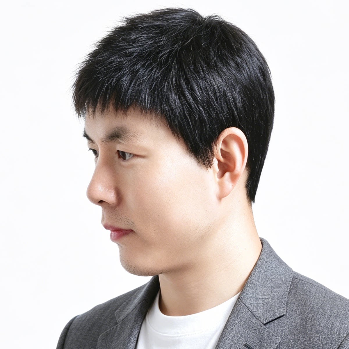高端真发男士假发超轻薄全手织透气商务帅气中老年人全头套真发丝