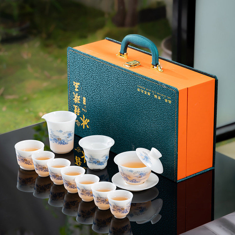 德化冰种玉瓷中国风功夫茶具套装