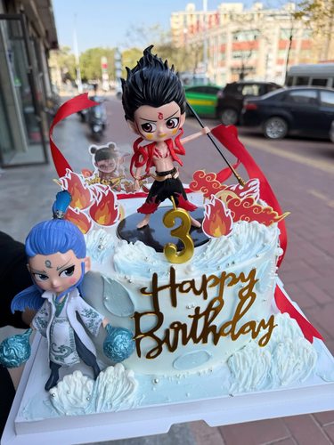 动漫哪吒闹海之魔童手办降世敖丙灵珠和魔丸哪吒网红玩偶蛋糕摆件