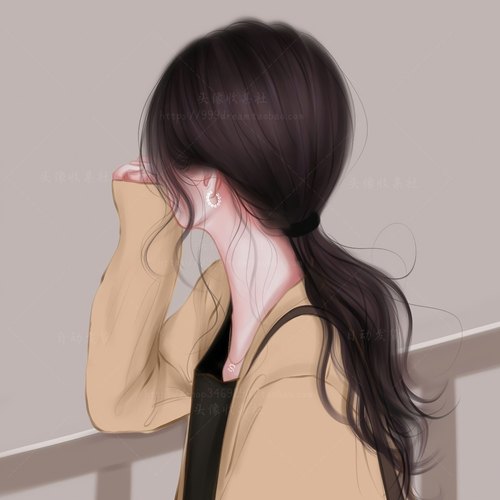 头像女卡通动漫手绘 气质美女侧影 高清头像 头像收集社 自动发货