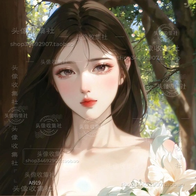 原创AI漫画女孩卡通手绘性感唯美头像高清图 自动发货 头像收集社