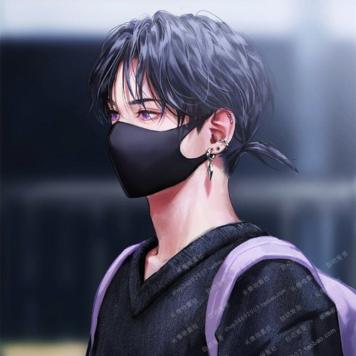 头像 图片 男 卡通 动漫手绘 戴口罩气质男生 高清 头像 自动发货