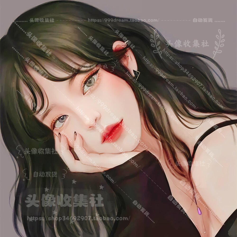 头像 女 卡通动漫 手绘 长发美女 高清头像 自动发货  头像收集社