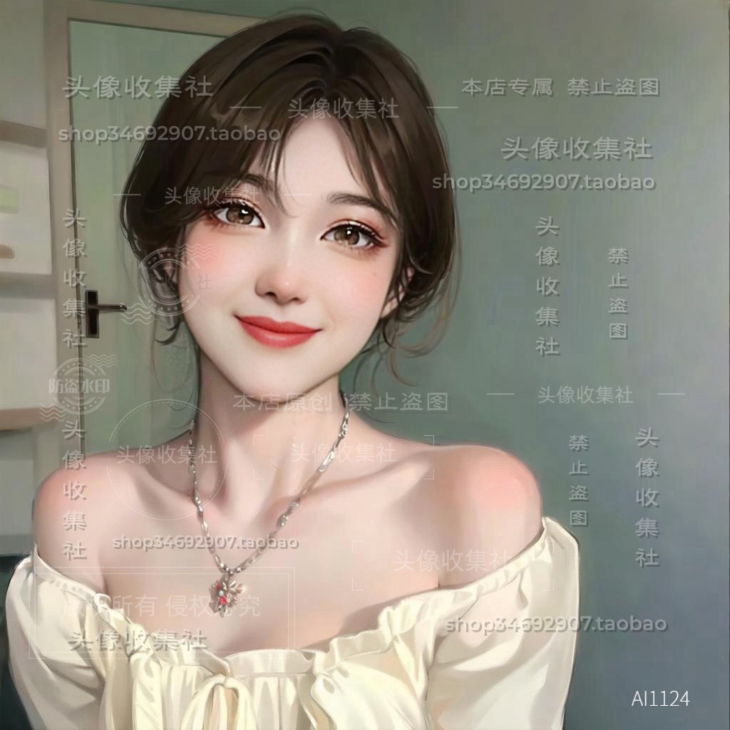 原创AI漫画女孩 卡通手绘漂亮 女头像高清图 自动发货 头像收集社