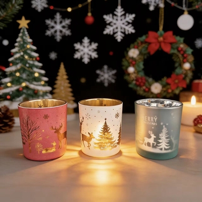 7x8cm圣诞节DIY玻璃蜡烛杯