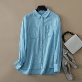 开扣上衣 衬衫 春秋大码 女装 4色 外贸原单 豆豆款 出口德国亚麻长袖