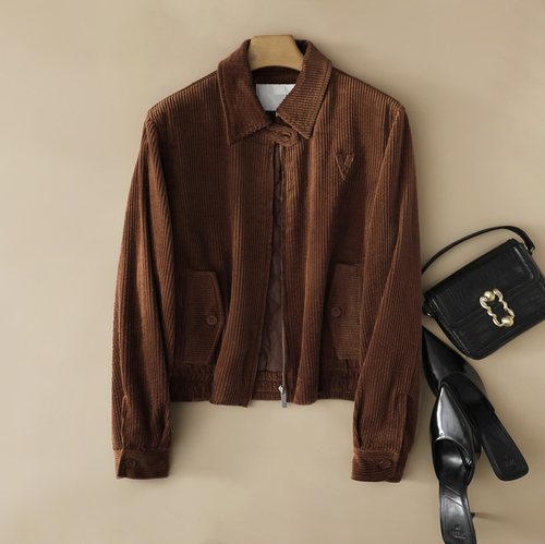 灯芯绒休闲棉服外套拉链夹克