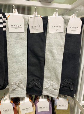 韩国东大门进口代购MARCA精致双层蝴蝶甜美腿黑白小腿袜女高筒袜