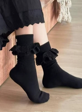 四季中筒女棉袜洛丽塔宫廷风白色蕾丝花边ACKERMENTZ韩国袜子进口