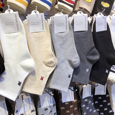 EMPOLE情侣同款中筒袜透气纯棉袜