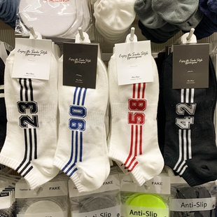 韩国东大门代购中筒袜男数字条纹23号棉袜短筒袜子舒适运动袜舒适