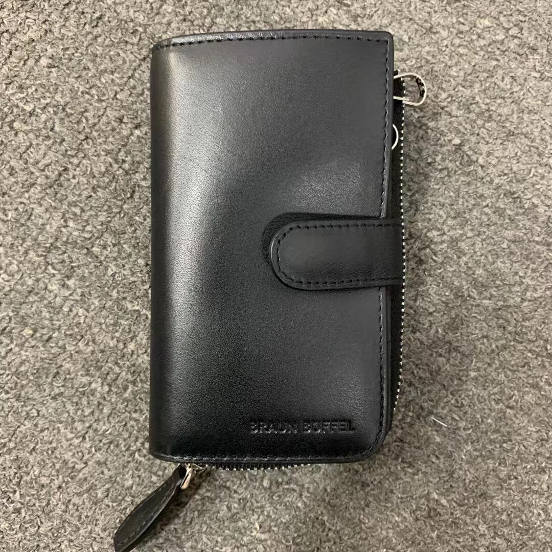 金牛钥匙包黑色真皮男士拉链口袋硬币包头层牛皮专柜纯色041
