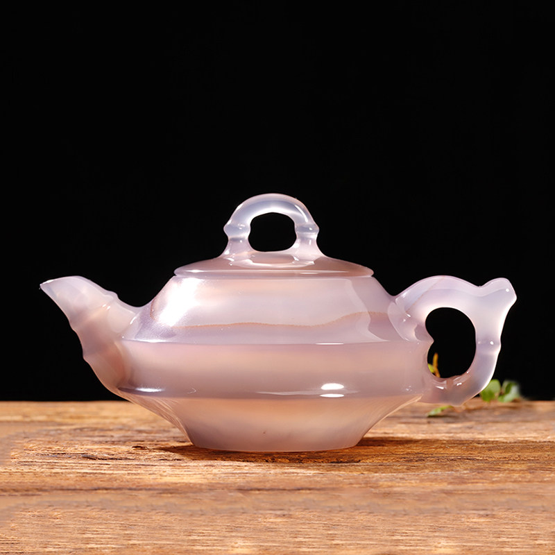 天然玛瑙竹节茶壶原石手工一体雕刻玉石酒壶精美茶具摆件创意礼物