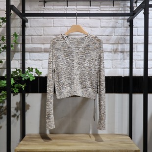 MRER莫乂义 春季新款麻花纹短款长袖针织线衫R5A51222专柜正品