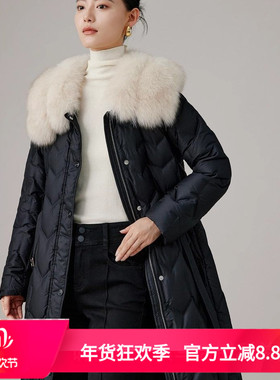 YSING衣香丽影2025冬季新款时尚大毛领羽绒服YYR51310336专柜正品