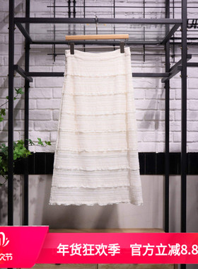 2025夏季新款韩版宽松显瘦休闲百搭蕾丝镂空中长款半身裙2405225