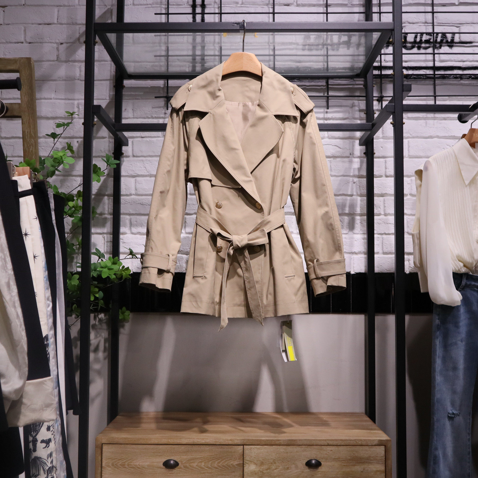 BOYI帛逸2026春季新款韩版双排扣系带长袖风衣专柜正品3608012,女装/女士精品,风衣,淘宝优惠券,粉丝福利购,淘宝优惠卷