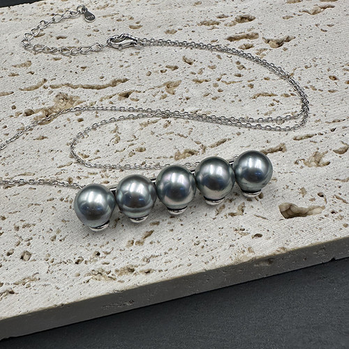 9mm大溪地铂金灰珍珠吊坠项链