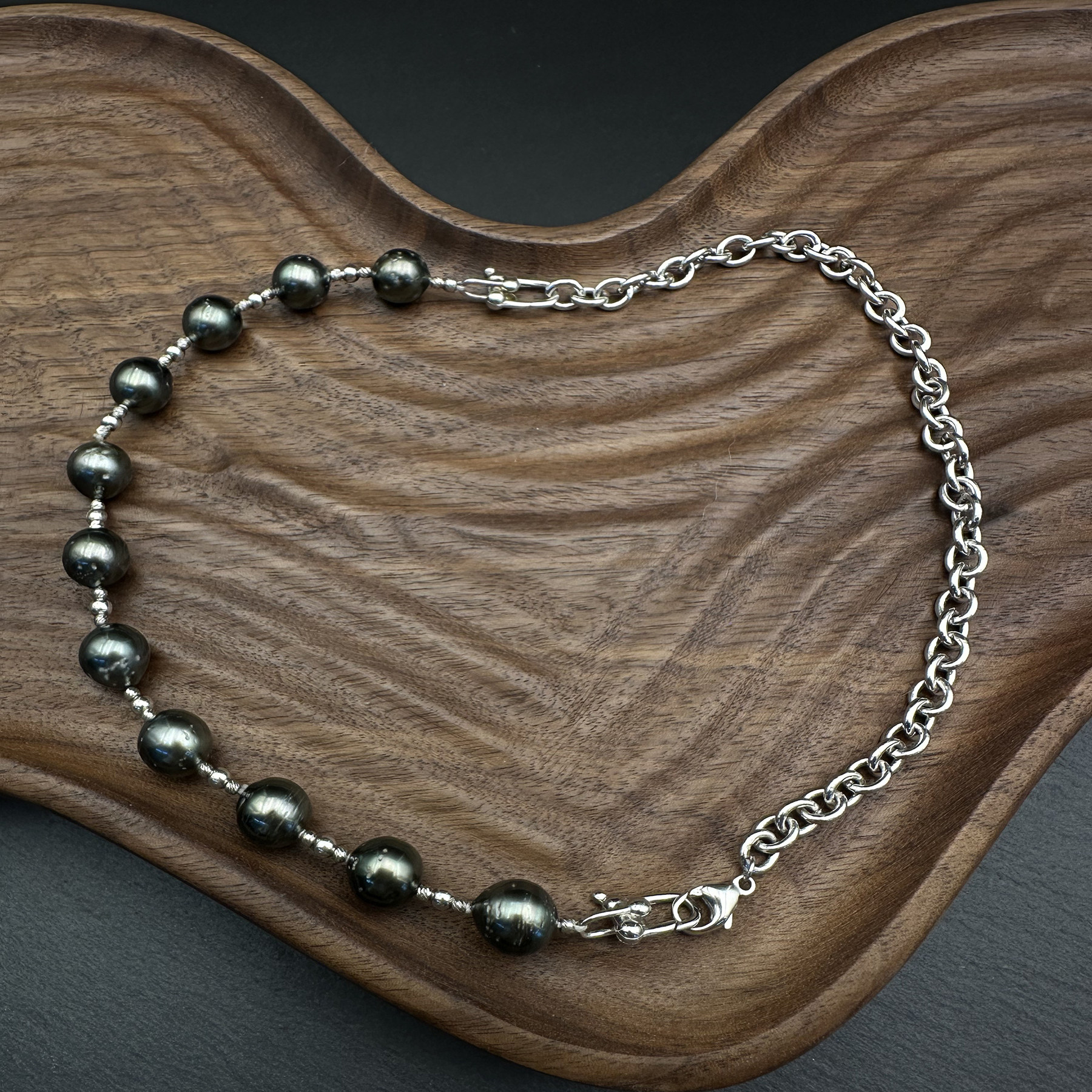 小众设计大溪地珍珠半珠链s925银