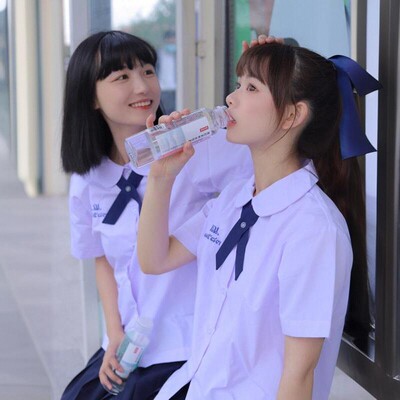 泰国泰式校服jk制服女学院风短袖衬衫高中学生毕业班服合唱服套装