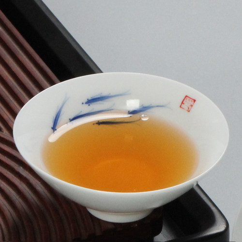 大号小鱼手绘风薄胎青花功夫茶具