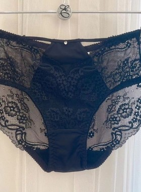 速发韩国EBLIN黑色精美吊坠时尚简约蕾丝边性感女无痕舒适平角裤