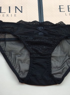 韩国EBLIN经典黑色诱惑女三角裤闪烁诱惑性感舒适内裤蝴蝶结短裤