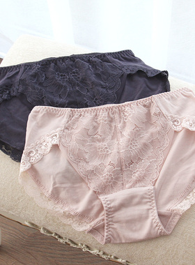 速发EBLIN精美花刺绣蕾丝边性感女士平角裤背面纯棉舒适无痕内裤