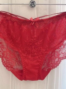 速发韩国EBLIN红色本命年时尚蝴蝶结精美刺绣蕾丝诱惑女士平角裤