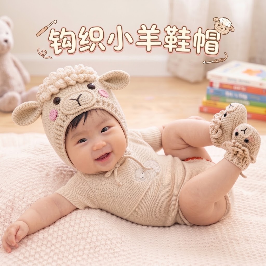 小羊婴儿鞋帽套装手工diy材料包