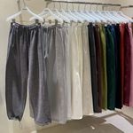 韩国东大门25冬MORE松紧高腰抽绳宽松显瘦直筒裤束口休闲加绒卫裤